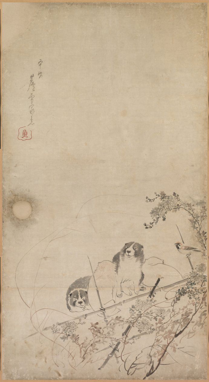 Pennut, varpuset ja krysanteemit, 1754-1799. tekijältä Nagasawa Rosetsu