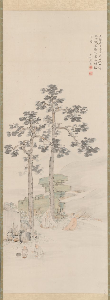 Näytteenotto teetä Wu-puiden alla, 1840. tekijältä Nakabayashi Chikuto