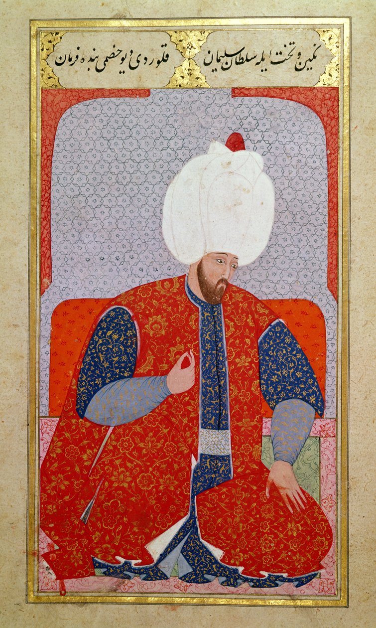 MS Hazine 1563 fol.47b Suleyman I (1495-1566) nuorena miehenä, lähteestä Semailname, 1579 (muste ja kultalehti paperilla) tekijältä Nakkaş Osman