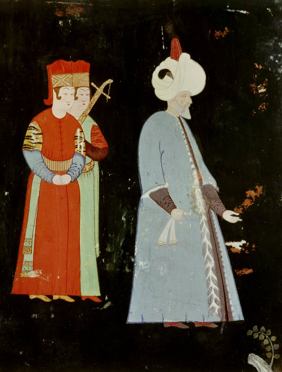 Sulttaani Suleyman Suuri (1494-1566) kahden arvomiehen kanssa tekijältä Nakkep, called Nigari Reis Haydar