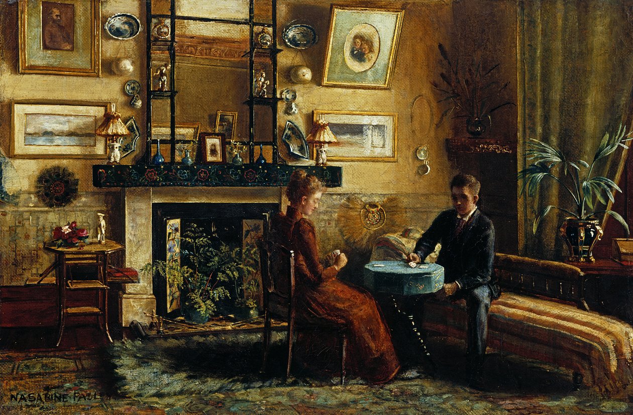 Sisustus ja pari pelikorttia, 1887-91 tekijältä Nancy A. Sabine Pasley