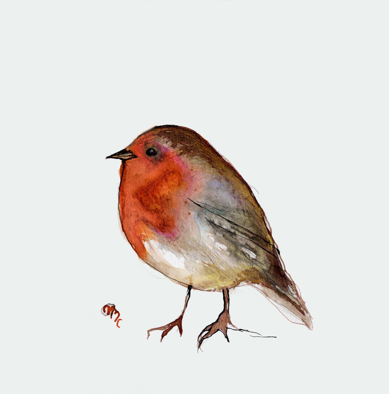 Fat Robin, 2017, (muste paperille) tekijältä Nancy Moniz Charalambous
