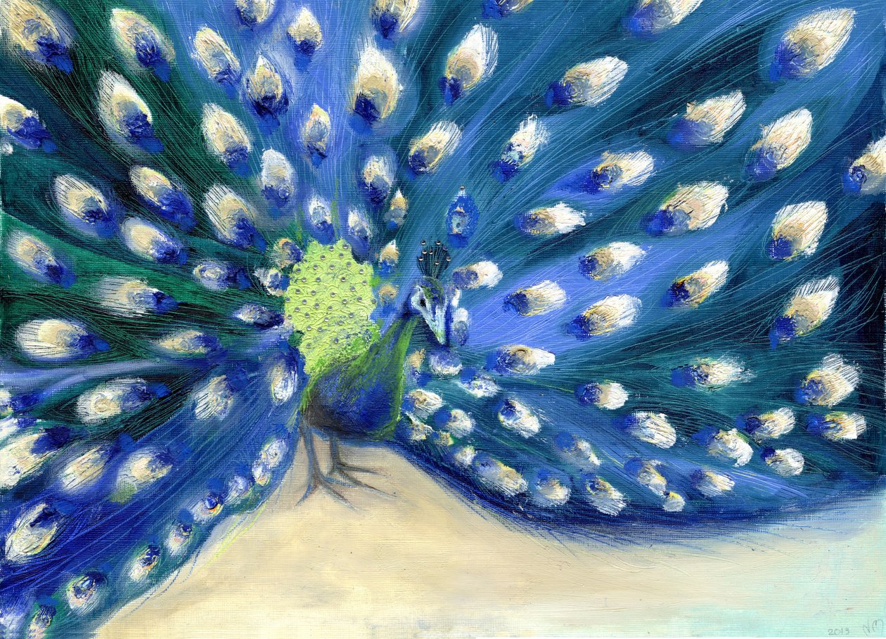 Peacock Eyes, 2013, (öljy ja timantti kortilla) tekijältä Nancy Moniz Charalambous
