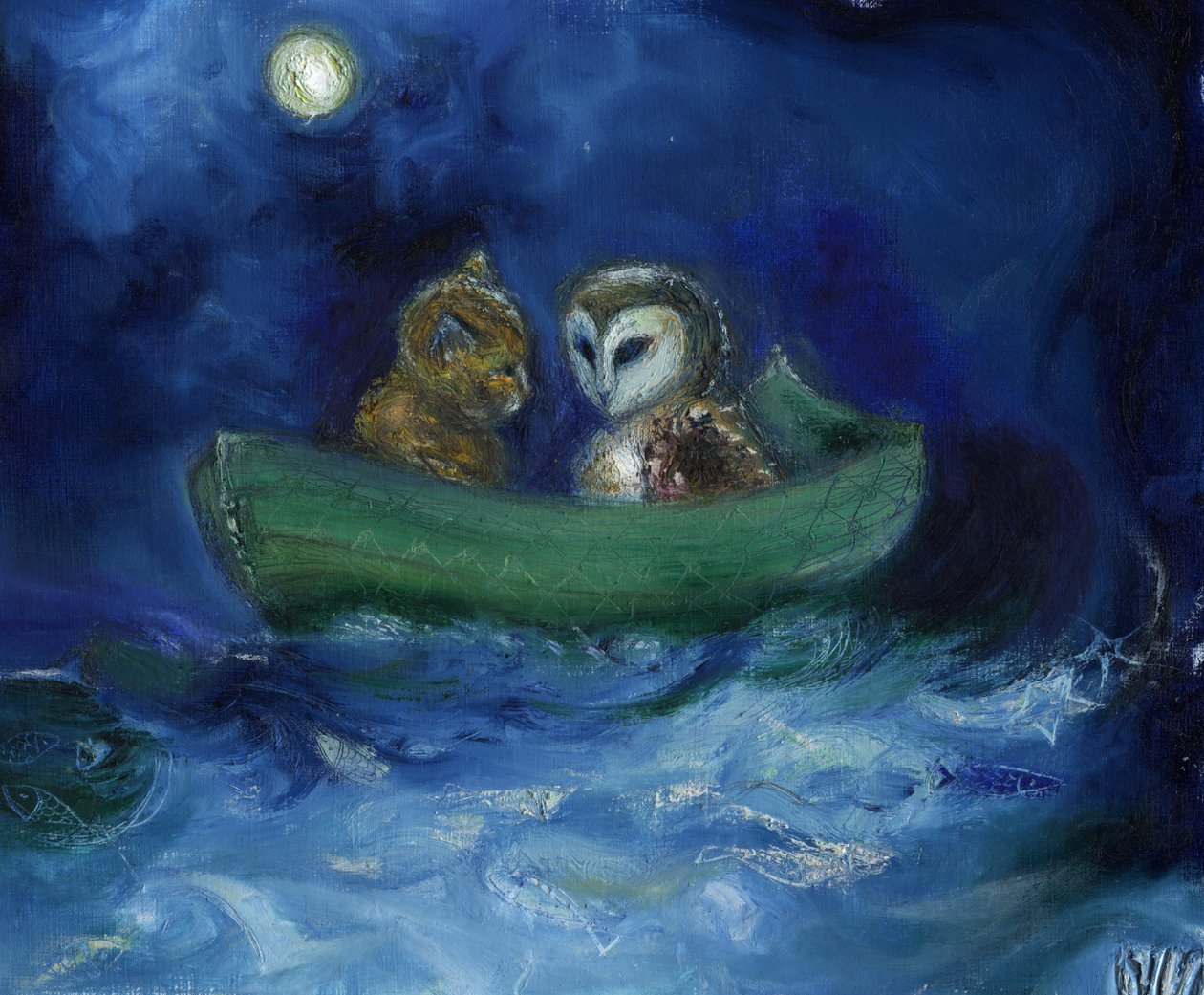 Pöllö ja pussycat, 2014, tekijältä Nancy Moniz Charalambous