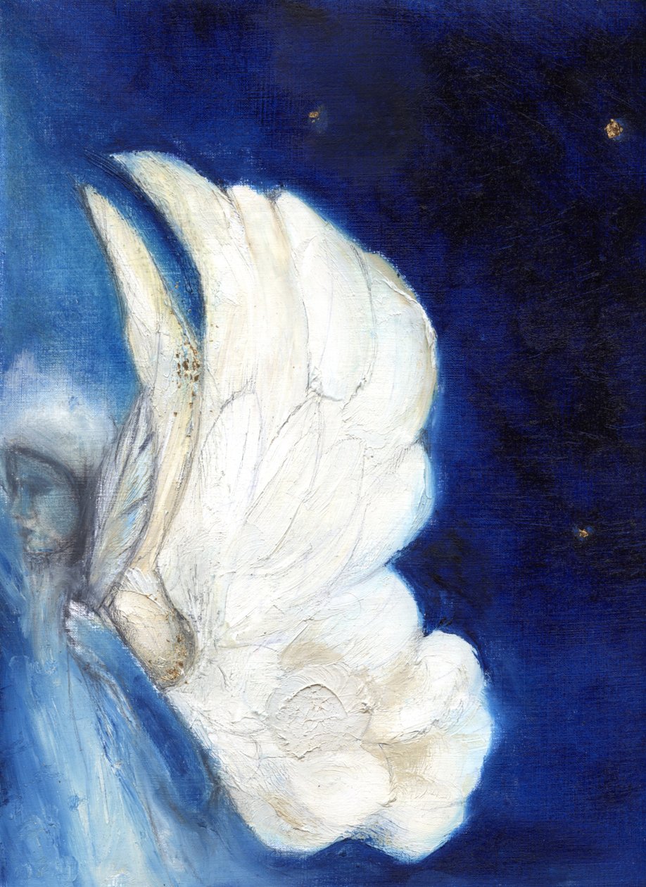 Wings over Lontoo, 2013, (öljy ja kultalehti kortilla) tekijältä Nancy Moniz Charalambous