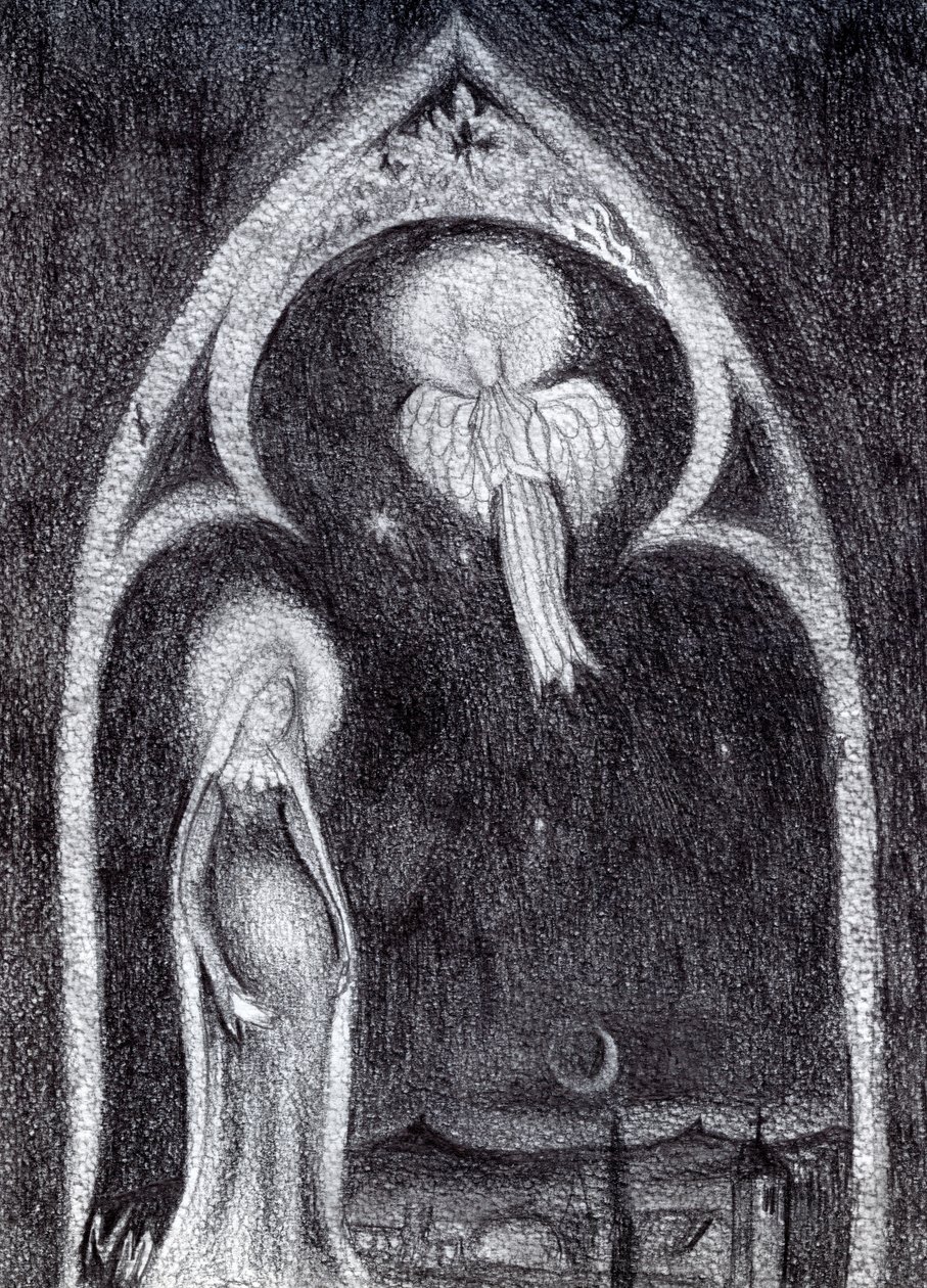 Angel Gabriel, 2015, (grafiittikynätutkimus kortilla) tekijältä Nancy Moniz Charalambous