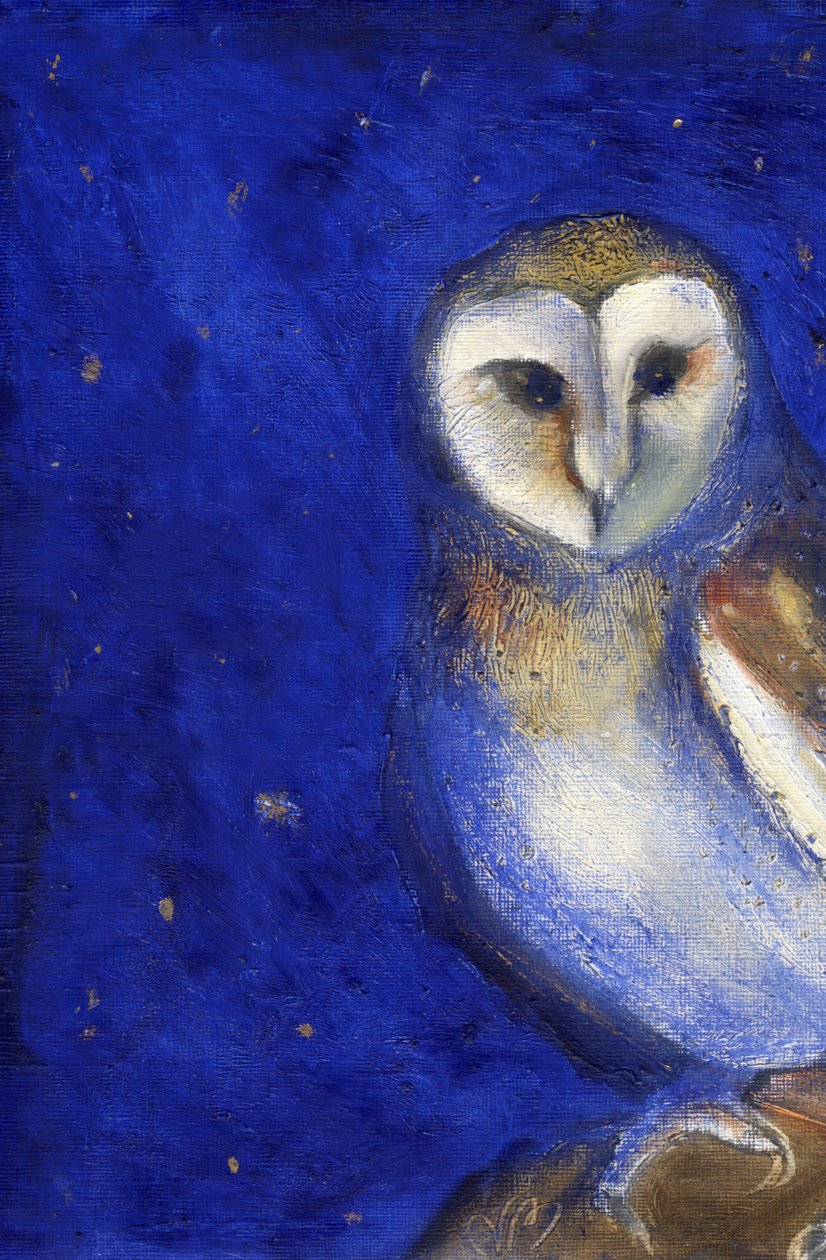 Maaginen yö 1, 2013, (öljy ja kultalehti paperilla) tekijältä Nancy Moniz Charalambous