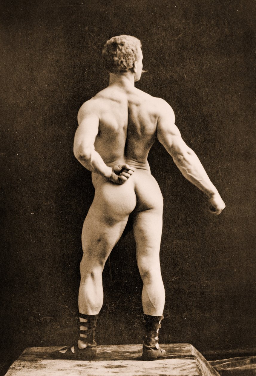 Eugen Sandow, klassisessa antiikin kreikkalais-roomalaisessa asennossa, n. 1893 tekijältä Napoleon Sarony