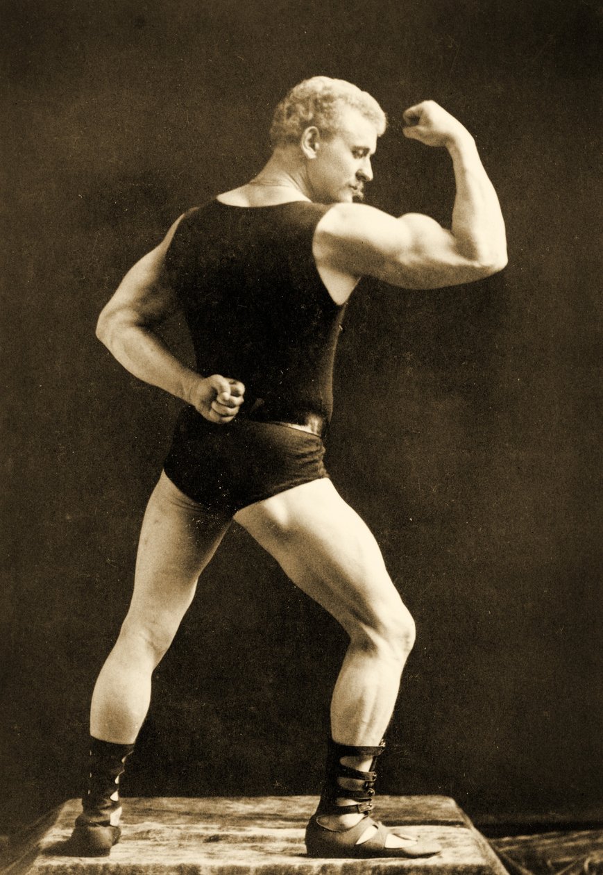 Eugen Sandow, klassisessa antiikin kreikkalais-roomalaisessa asennossa, n. 1893 tekijältä Napoleon Sarony