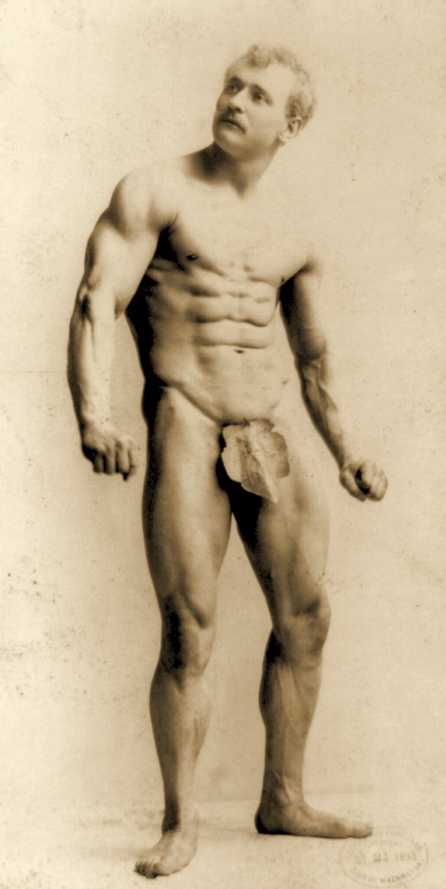 Eugen Sandow, klassisessa antiikin kreikkalais-roomalaisessa asennossa, n. 1893 tekijältä Napoleon Sarony