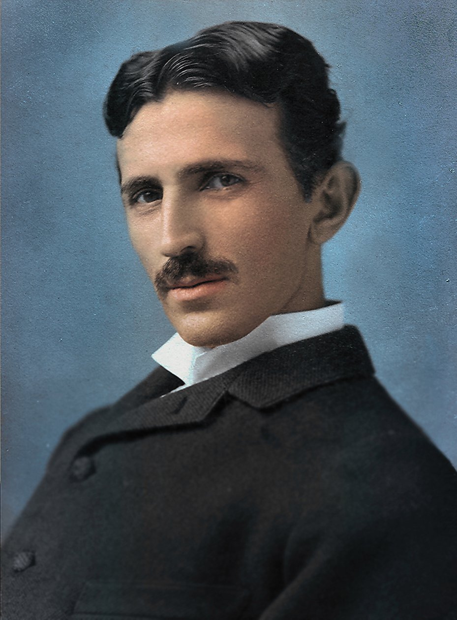 Nikola Teslan muotokuva, 1890 (käsin sävytetty valokuva) tekijältä Napoleon Sarony