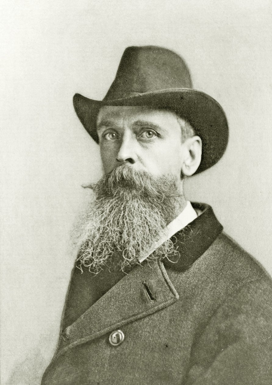 Muotokuva Thomas Moranista, noin 1890 (mustavalkoinen valokuva). tekijältä Napoleon Sarony