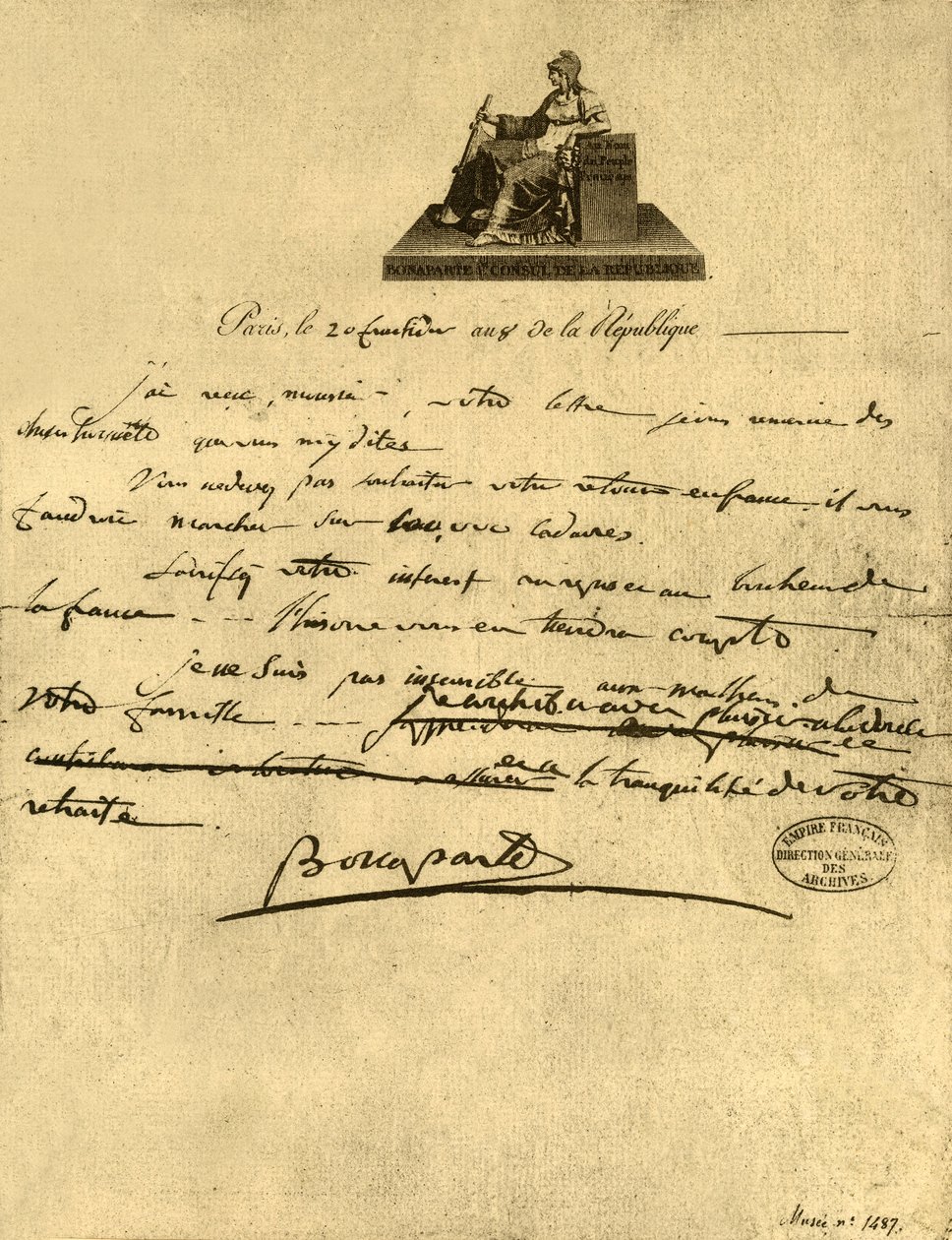 Ensimmäisen konsulin Napoleon Bonaparten kirje Provencen kreiville 6. syyskuuta 1800 1921. tekijältä Napoleon Bonaparte I