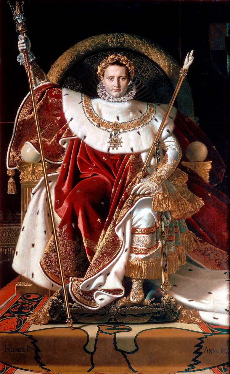 "Napoleon keisarillisella valtaistuimellaan", 1804 tekijältä Napoleon Bonaparte I