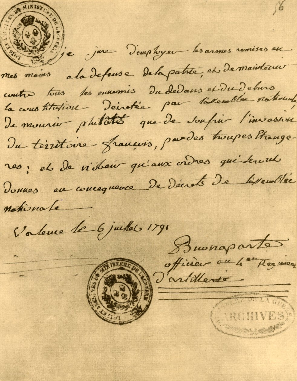 Napoleonin perustuslaillinen vala, 6. heinäkuuta 1791, 1921. tekijältä Napoleon Bonaparte I