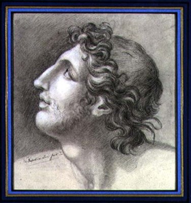Study of a Classical Head, n. 1830 (kynä paperille) tekijältä Napoleon Louis Bonaparte