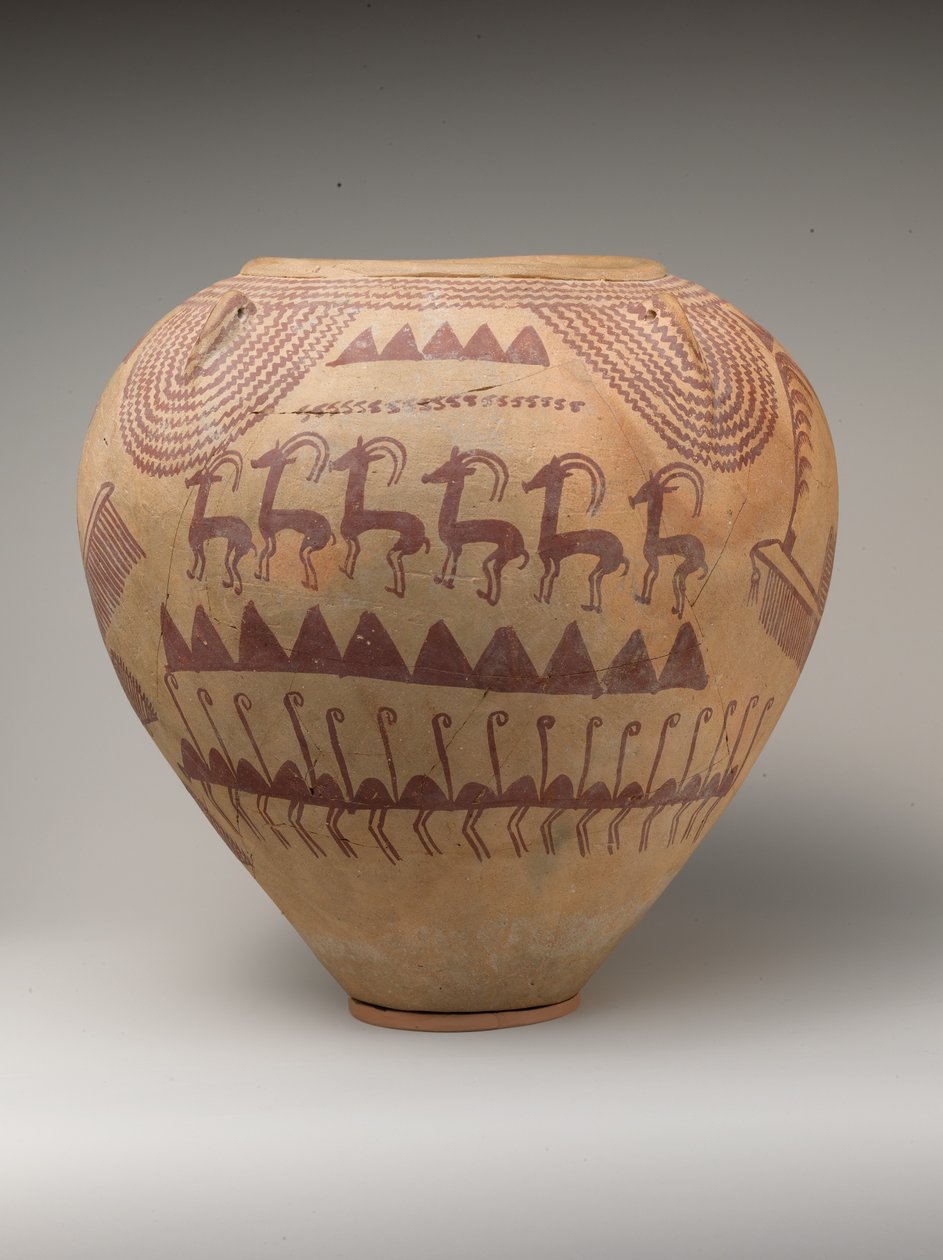 Eläimillä koristeltu ruukku (maalattu keramiikka) tekijältä Naqada II Period Egyptian