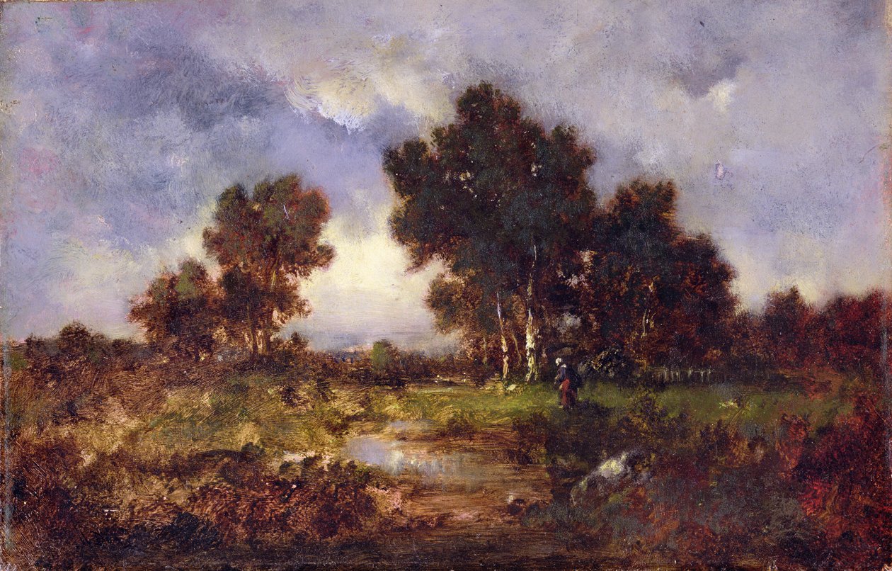 Puut ja allas, n. 1845 tekijältä Narcisse Virgile Diaz de la Peña