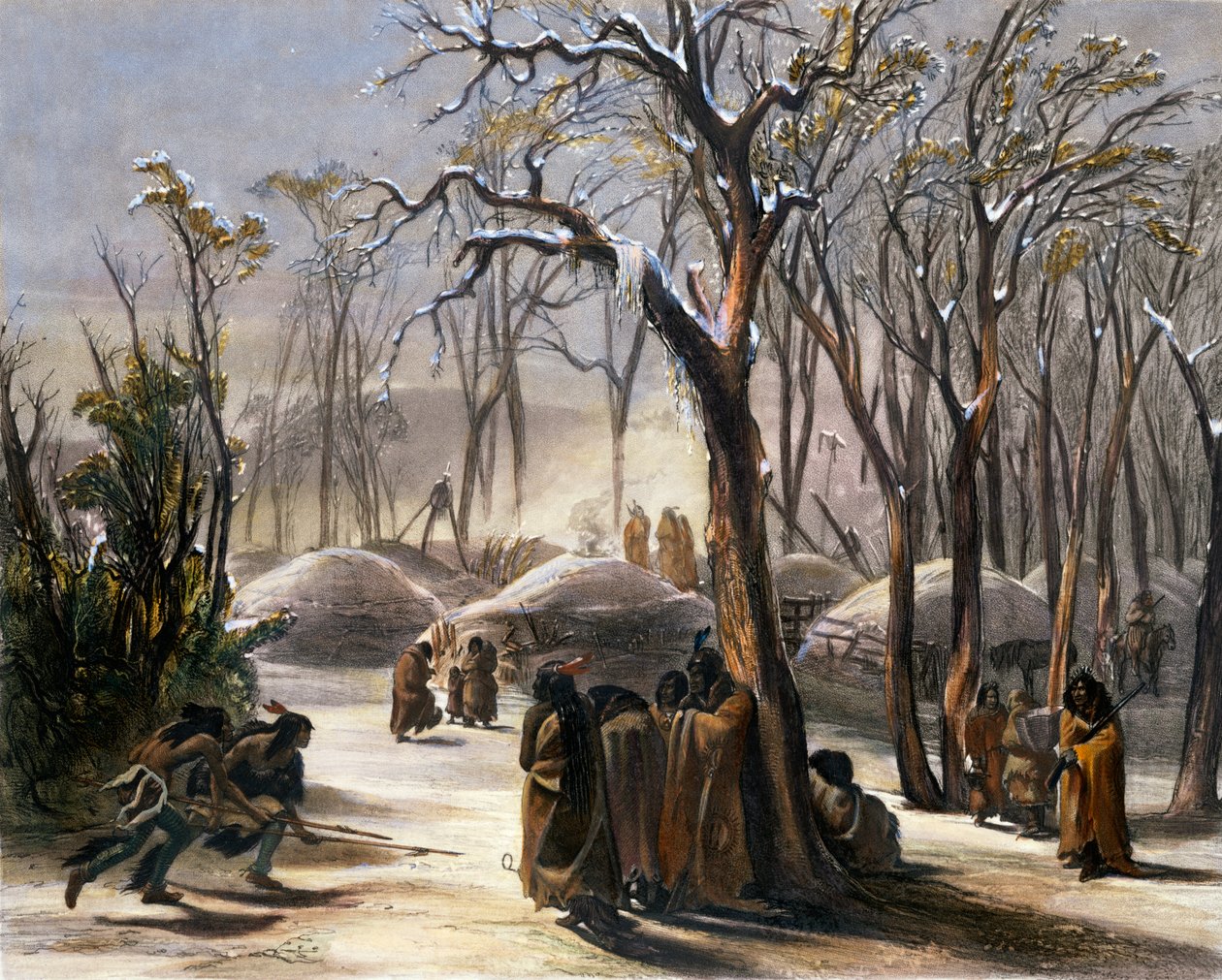 "Minatarrien talvikylä", 1843 tekijältä Narcisse Desmadryl