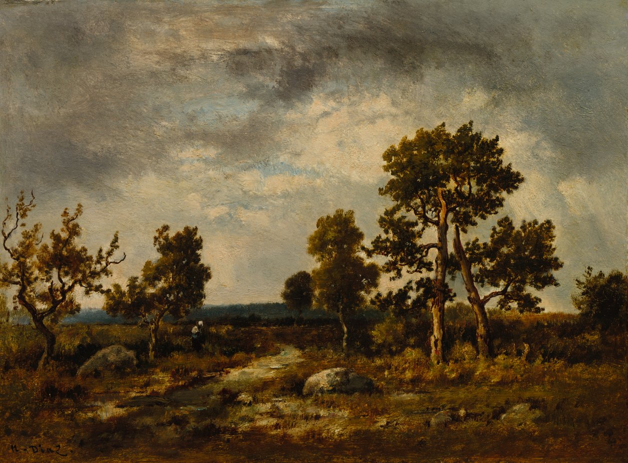 Polku lähellä kyykäärmettä, Fontainebleaun metsä, n. 1860-luku. tekijältä Narcisse Diaz de la Pena