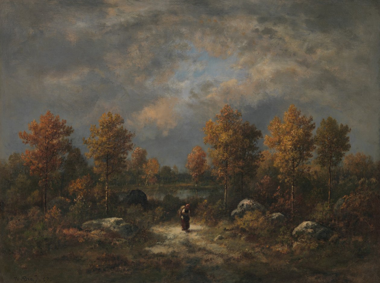Syksy: Woodland Pond, 1867. tekijältä Narcisse Virgile Diaz de la Peña