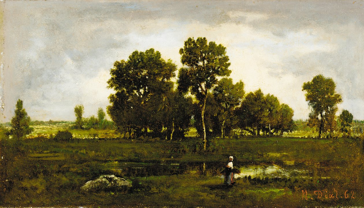 Fagotière kyykäärmelammen lähellä, 1862 tekijältä Narcisse Virgile Diaz de la Peña