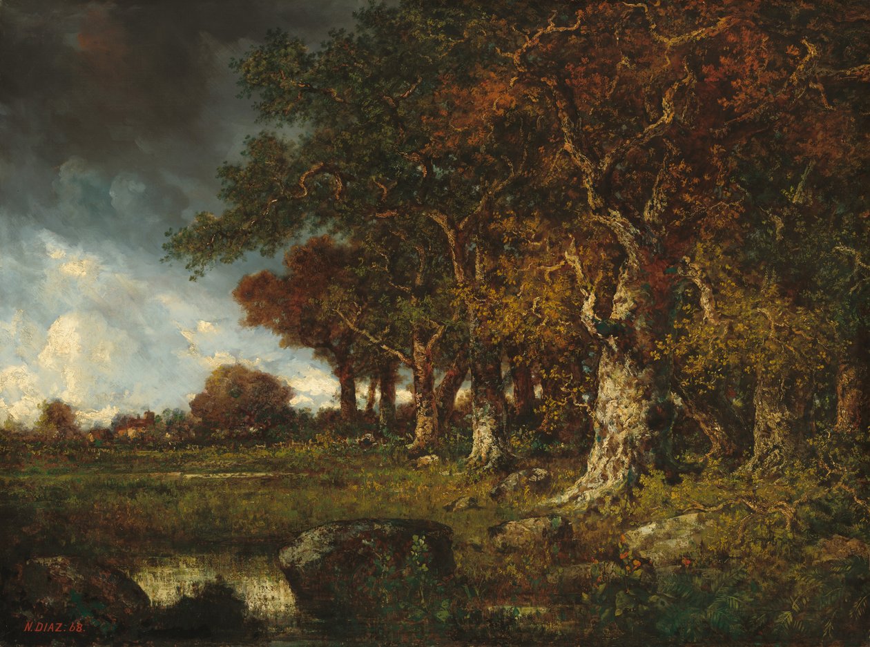 Metsän reuna Les Monts-Girardissa, Fontainebleaussa, 1868. tekijältä Narcisse Virgile Diaz de la Peña