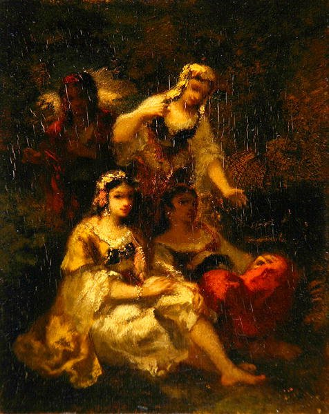 Four Spanish Maidens, n. 1844-60 (öljy paneelissa) tekijältä Narcisse Virgile Diaz de la Peña
