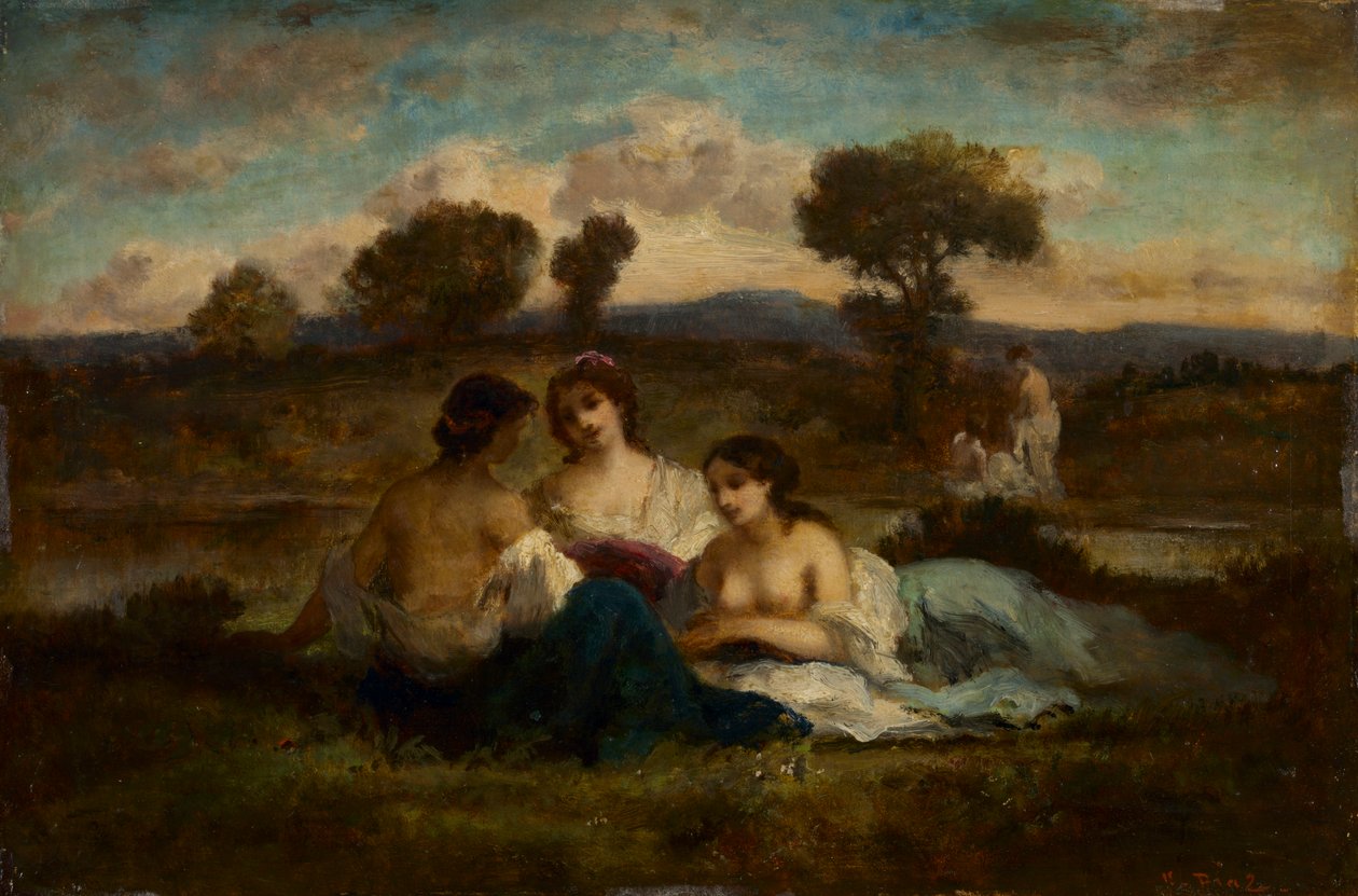 The Bathers, vuoden 1847 jälkeen (öljy puulle) tekijältä Narcisse Virgile Diaz de la Peña