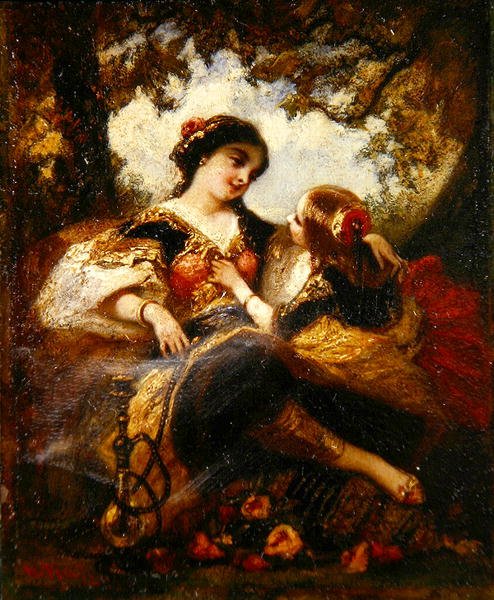 Turkkilainen äiti ja lapsi, n. 1844-60 (öljy sommittelulevylle) tekijältä Narcisse Virgile Diaz de la Peña