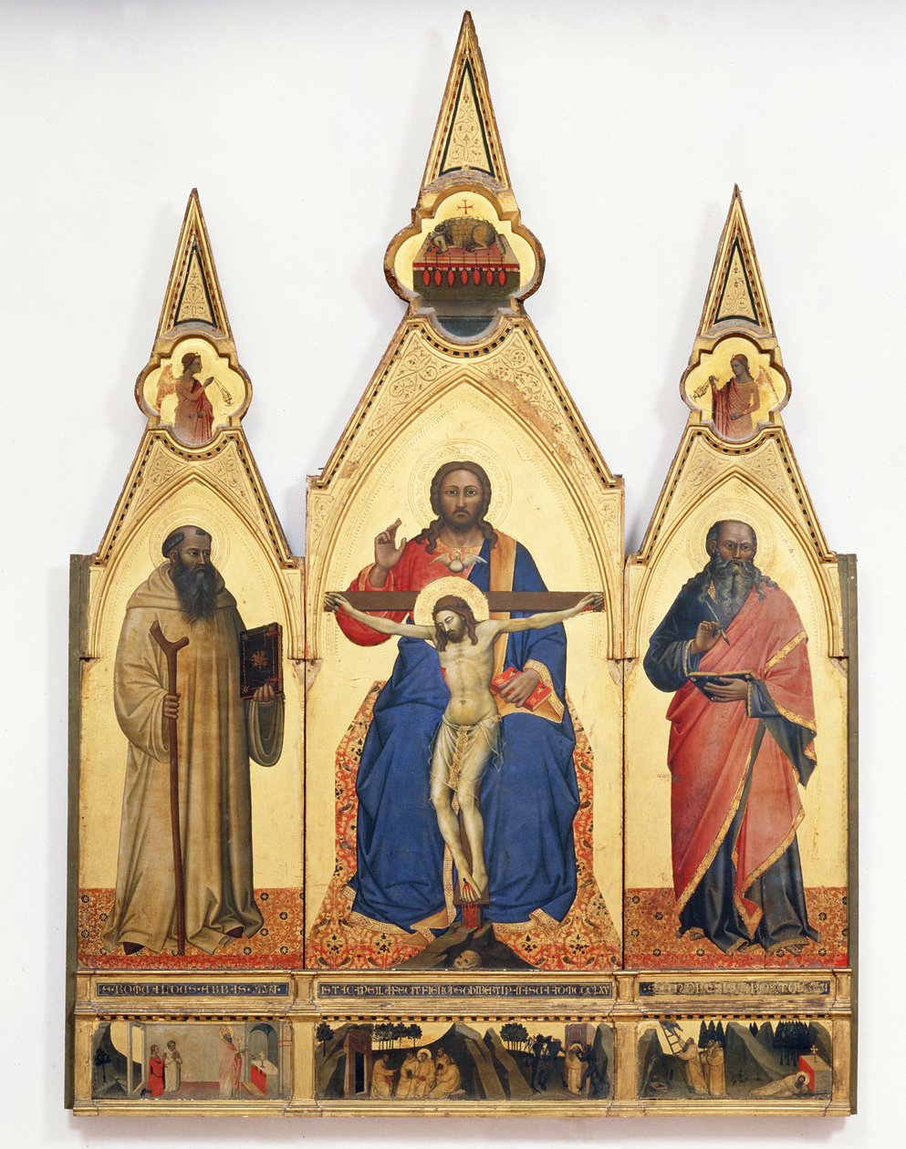 Pyhä kolminaisuus ja Pyhä Romuald ja Pyhä Andreas, 1365 (tempera paneelille). tekijältä Nardo di Cione Orcagna