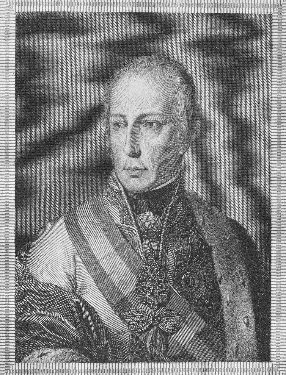 Francis II, Pyhän Rooman keisari, kaiverrus Giuseppe Longhi tekijältä Natale Schiavoni