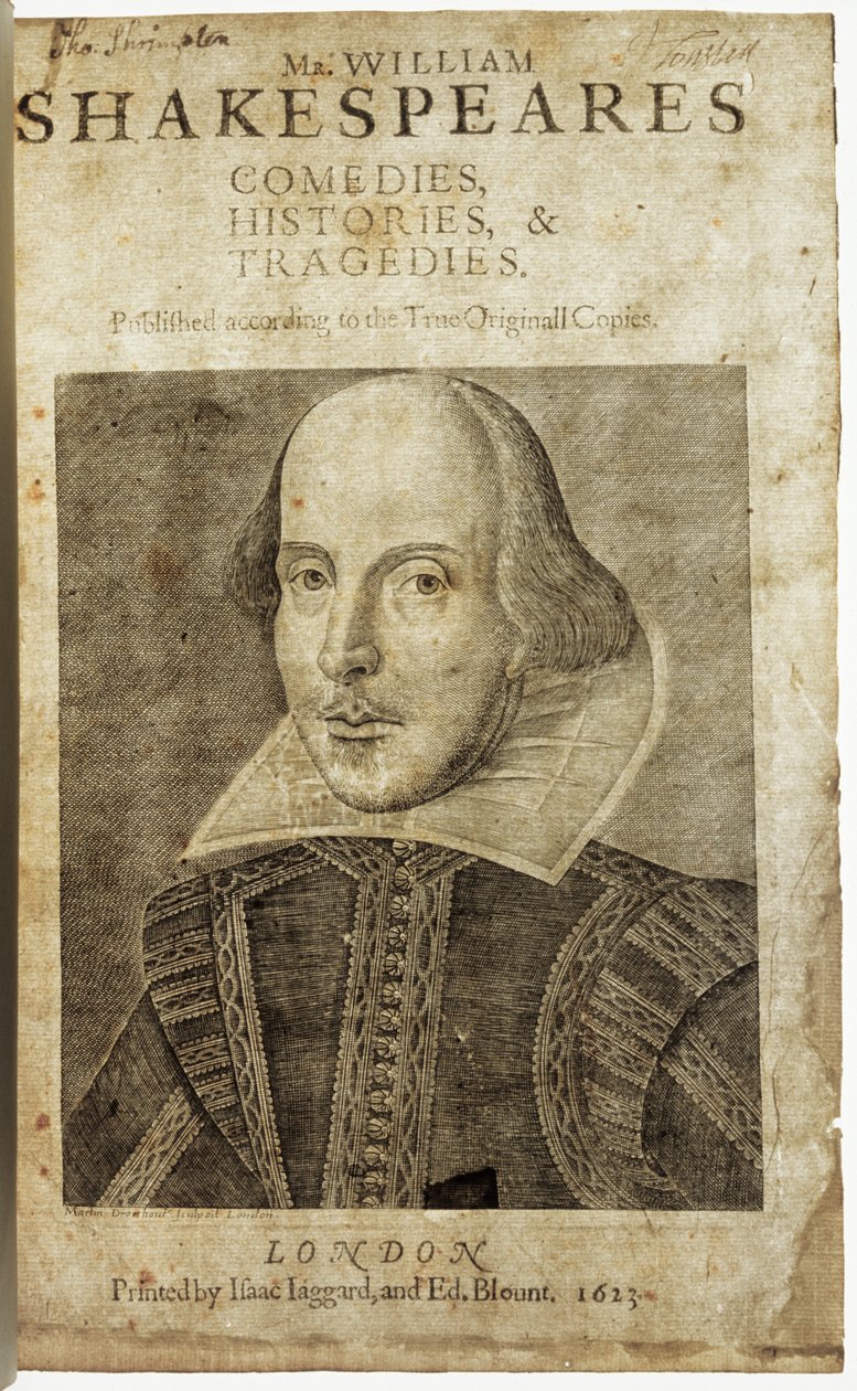 Muotokuva William Shakespearen etusivun Comedies, historiat,  tragediat i.... tekijältä Nathan Benn