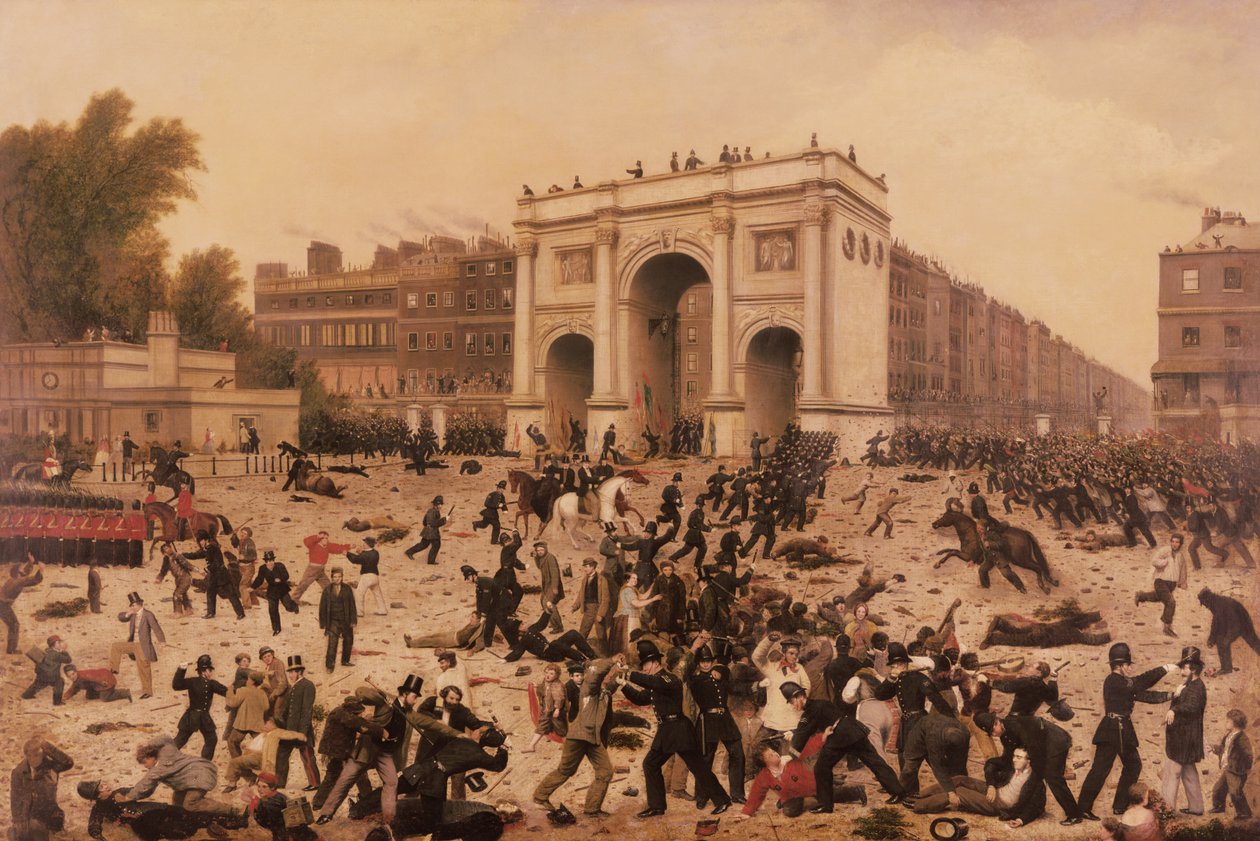 Hyde Parkin miesten äänioikeusmellakat 1866 tekijältä Nathan Hughes