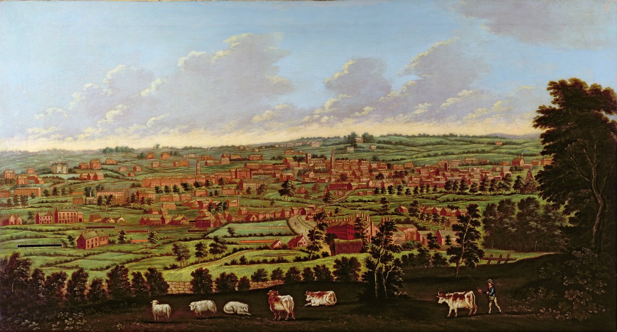 Prospect of Leeds, n. 1800 (öljy kankaalle) tekijältä Nathan Theodore Fielding