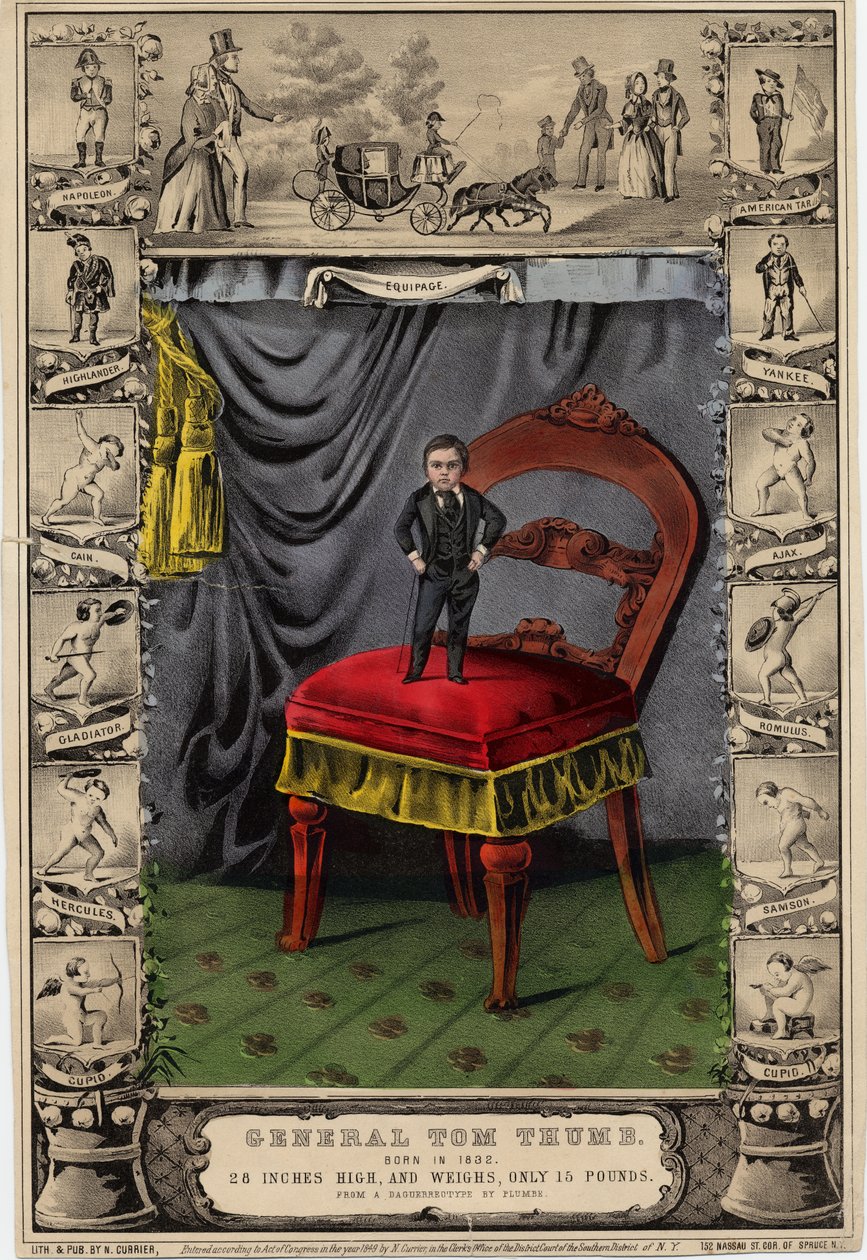 Kenraali Tom Thumb, julkaisija N. Currier, New York, Plumberin dagerrotypiasta, 1849 tekijältä Nathaniel Currier
