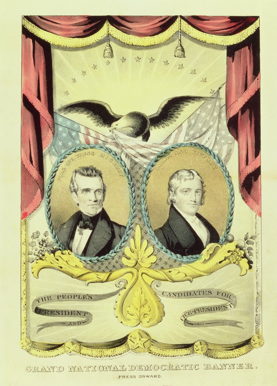 Suuri kansallisdemokraattisen kampanjan juliste, 1844 tekijältä Nathaniel Currier