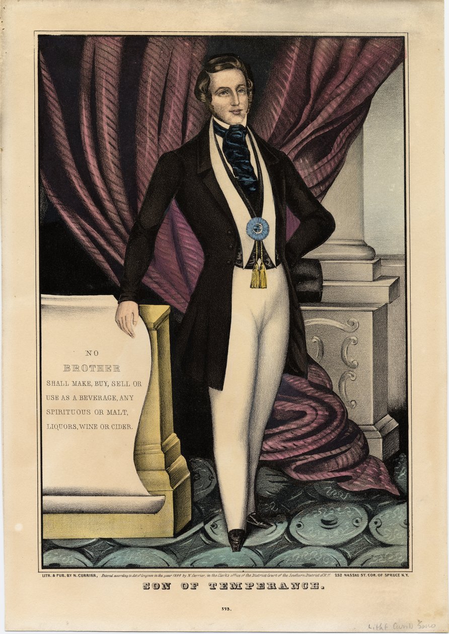 Son of temperance, julkaisija N. Currier, New York, 1848 tekijältä Nathaniel Currier