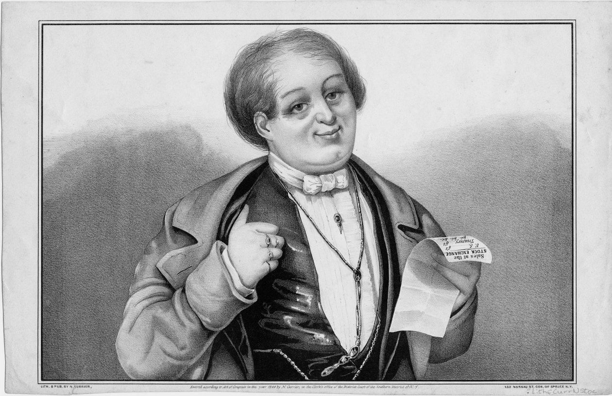 [Stocks up], julkaisija N. Currier, New York, 1849 tekijältä Nathaniel Currier