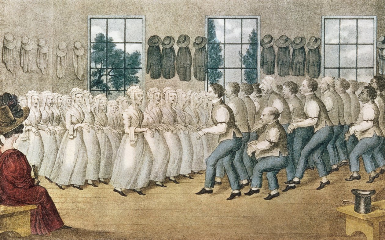 The Shakers near Libanon, julkaisija Currier und Ives, New York tekijältä Nathaniel Currier