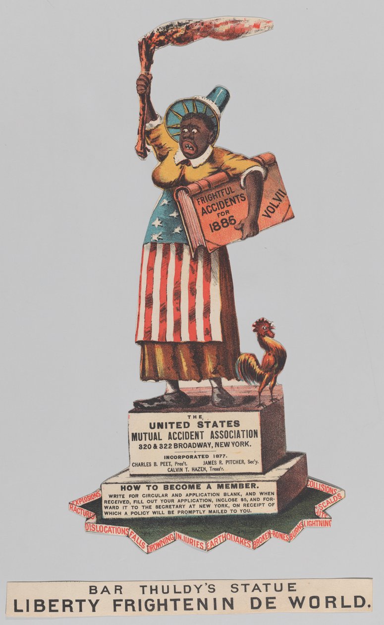 Bar Thuldyn patsas: Liberty Frightenin de World, 1886., 1886. Tekijät: Nathaniel Currier, James Merritt Ives, Currier ja Ives. tekijältä Currier and Ives