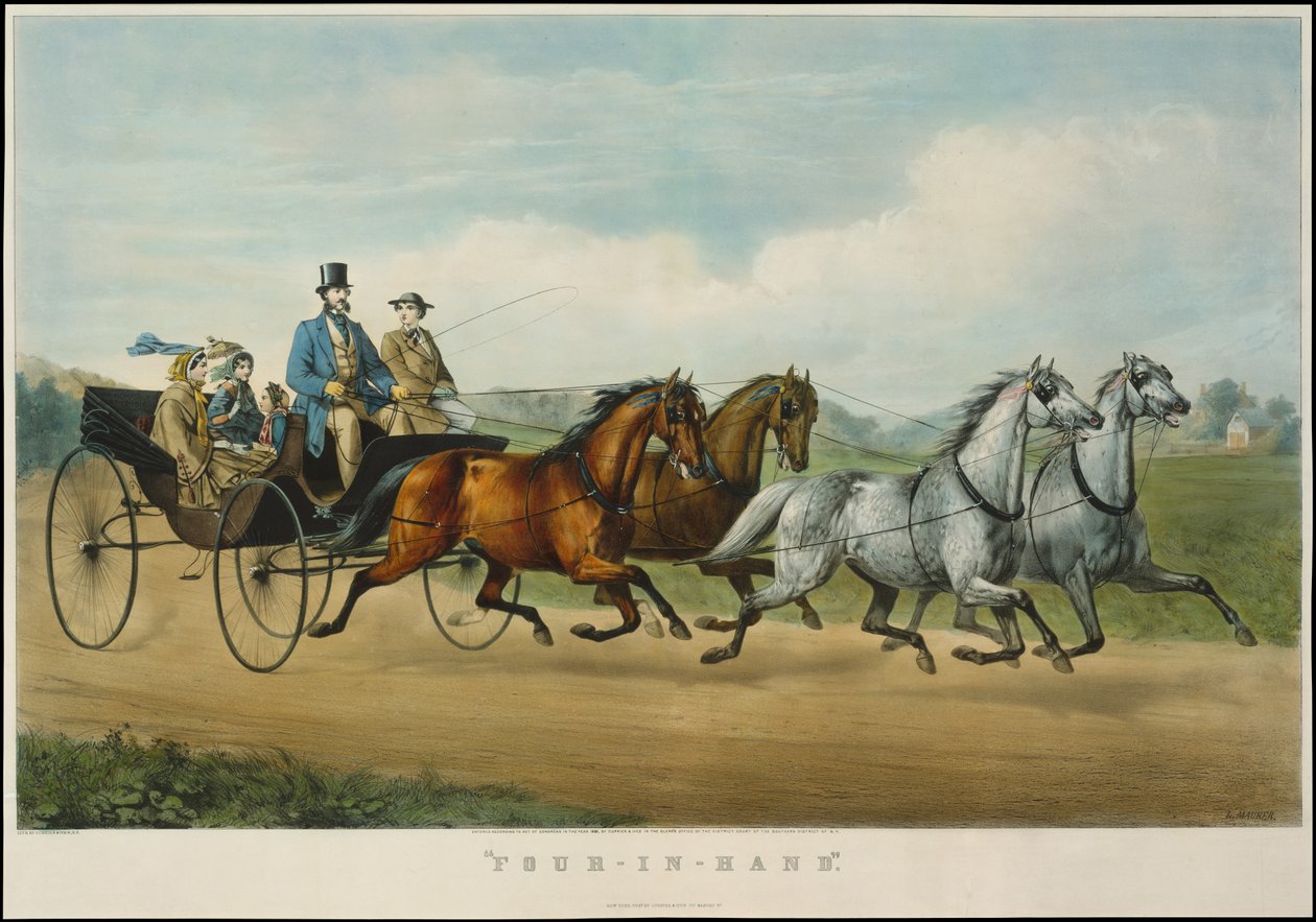 Four-in-Hand, 1861., 1861. Tekijät: Nathaniel Currier, James Merritt Ives, Currier ja Ives. tekijältä Currier and Ives