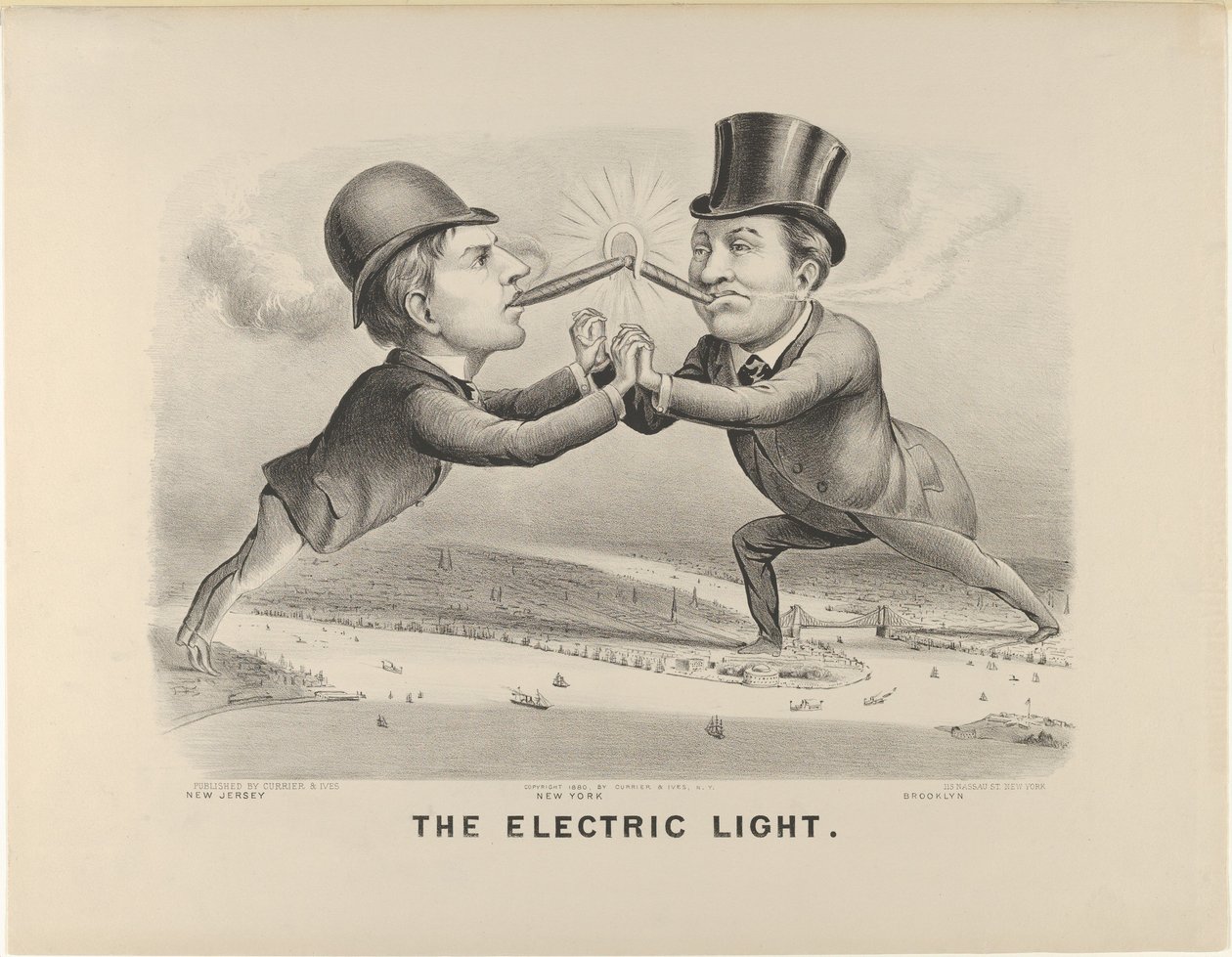 The Electric Light, 1880., 1880. Tekijät: Nathaniel Currier, James Merritt Ives, Currier ja Ives. tekijältä Currier and Ives