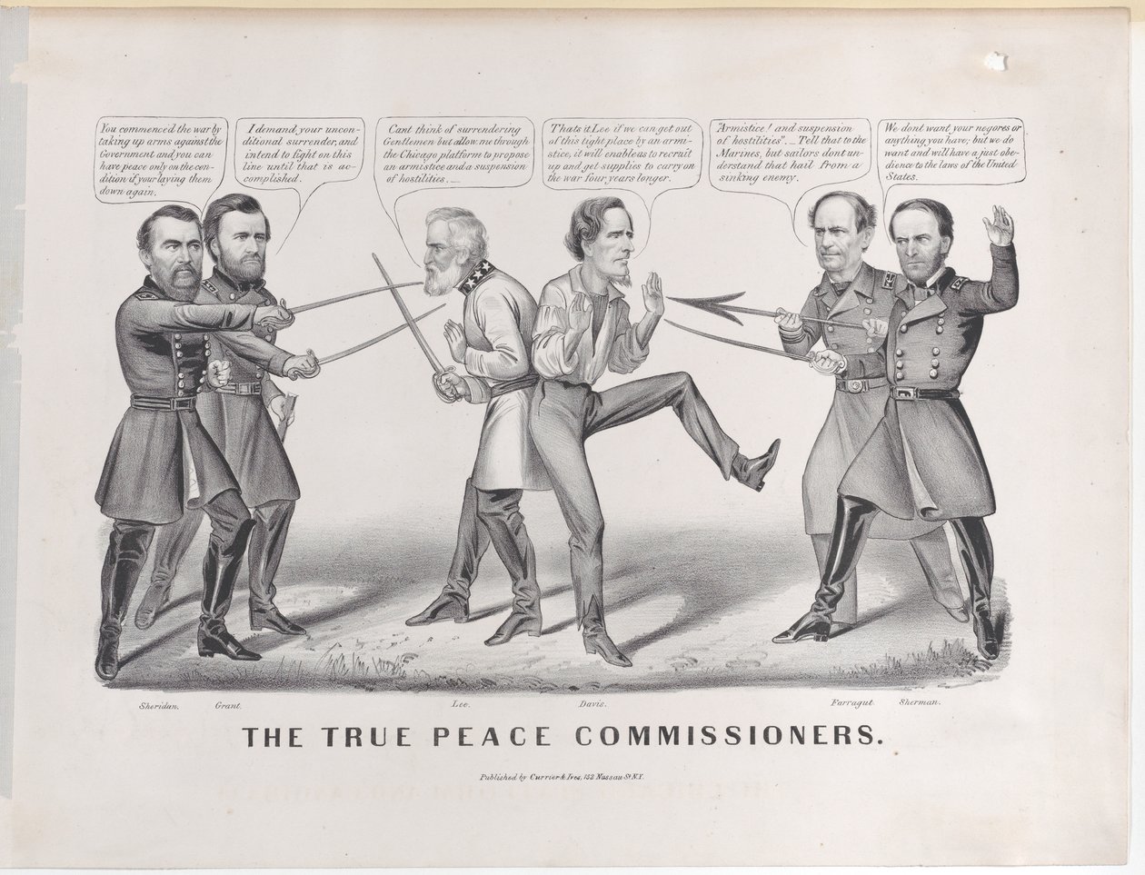 The True Peace Commissioners, 1865., 1865. Tekijät: Nathaniel Currier, James Merritt Ives, Currier ja Ives. tekijältä Currier and Ives