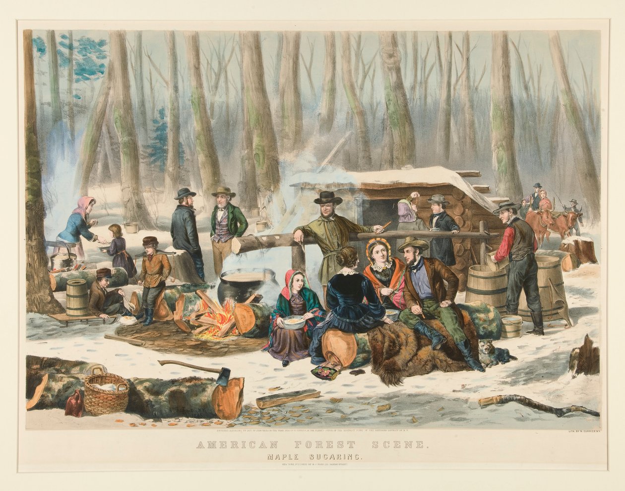 American Forest Scene, Maple Sugaring tekijältä Nathaniel Currier