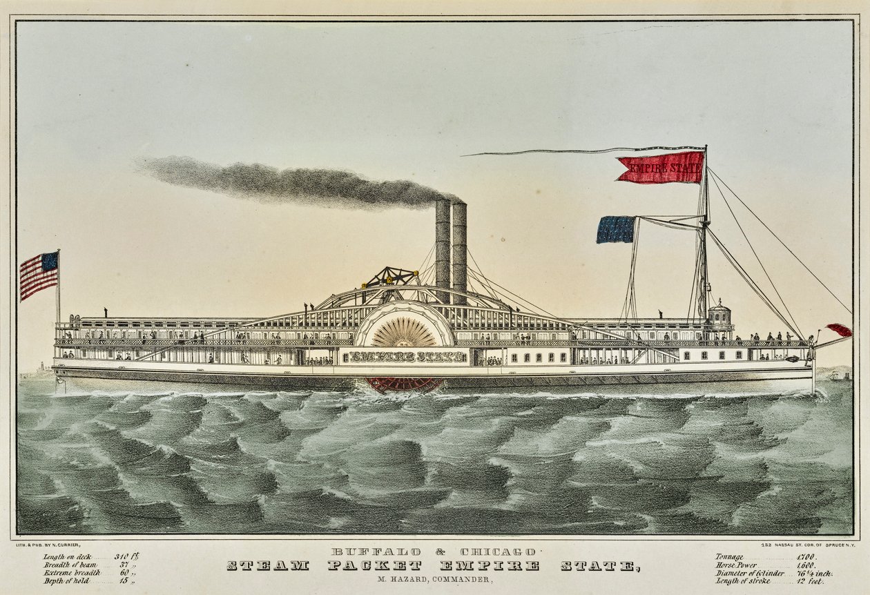 Buffalo ja Chicago Steam Packet tekijältä Nathaniel Currier