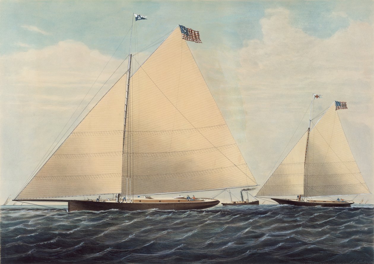 Cutter Yacht Scud of Philadelphia – mallinnut Robert L. Stevens, Esq., 1855. tekijältä Nathaniel Currier