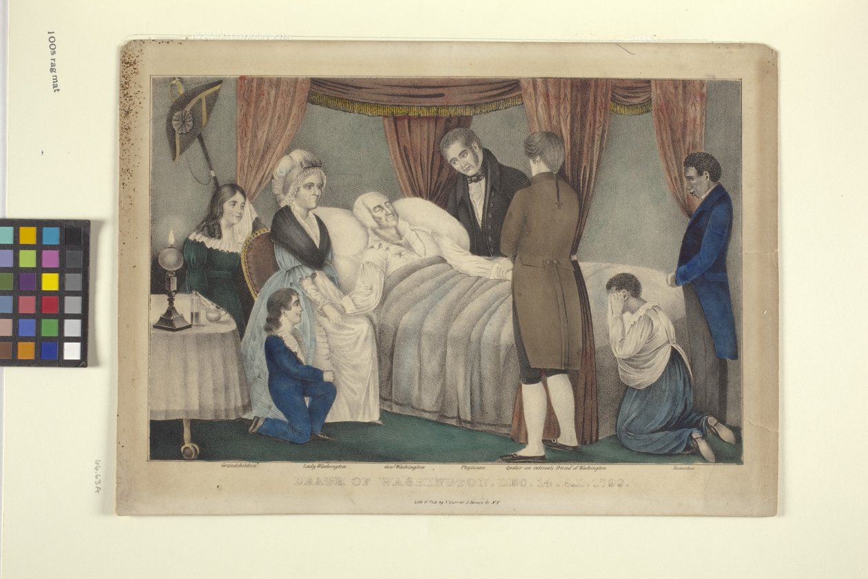 Death of Washington (käsinvärinen litografia) tekijältä Nathaniel Currier