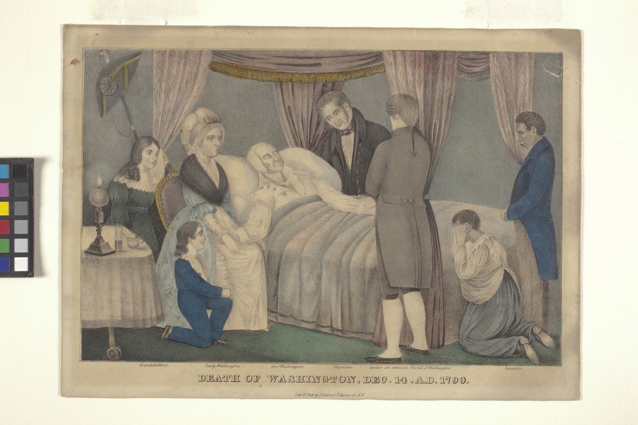 Death of Washington (käsinvärinen litografia) tekijältä Nathaniel Currier