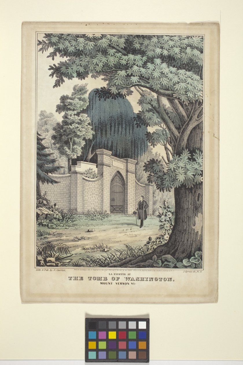Lafayette Washingtonin haudalla (käsinvärinen litografia) tekijältä Nathaniel Currier
